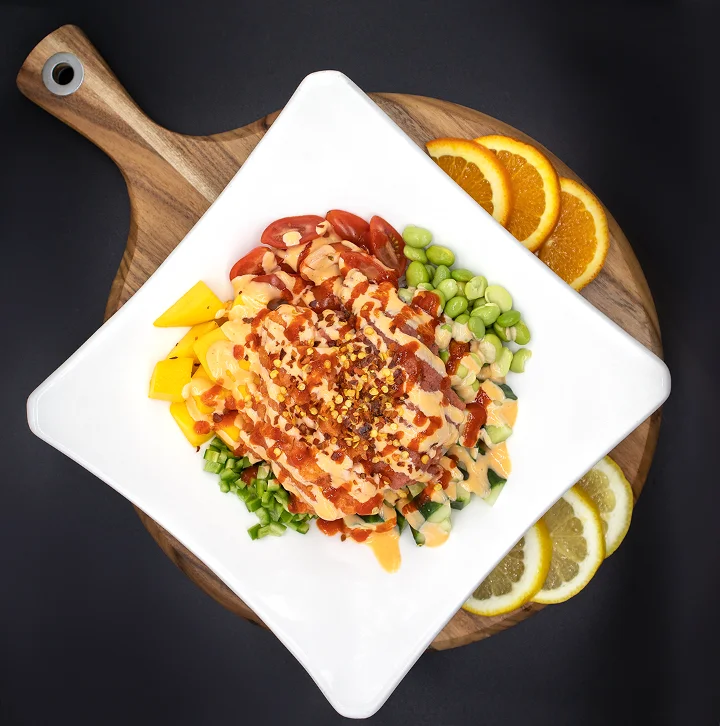 Poke bowl with salmon, edamame and citrus from Mahzu East Windsor