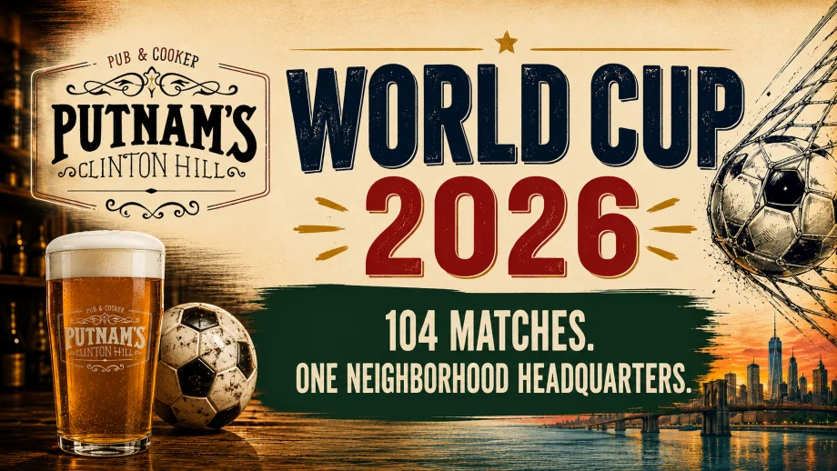 Putnam's pub promoting World Cup 2026 with soccer theme
