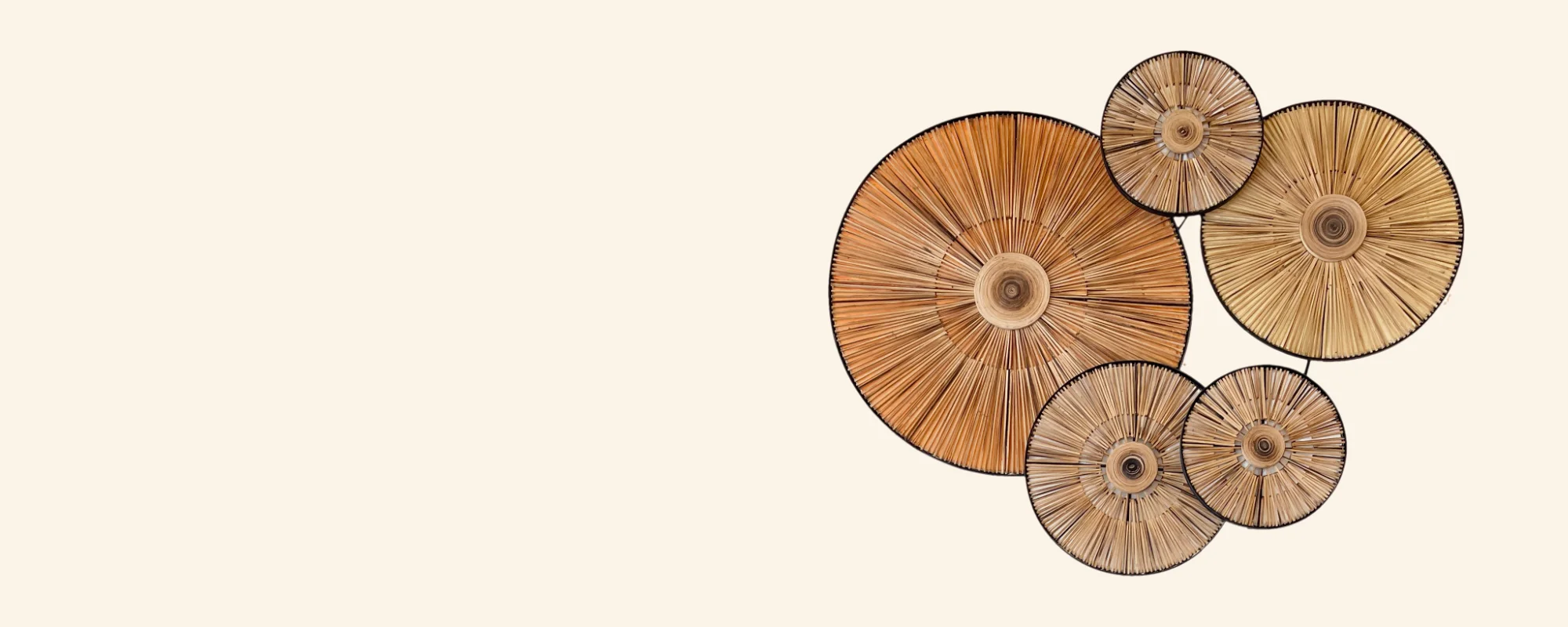 Decorative woven wall art in natural tones