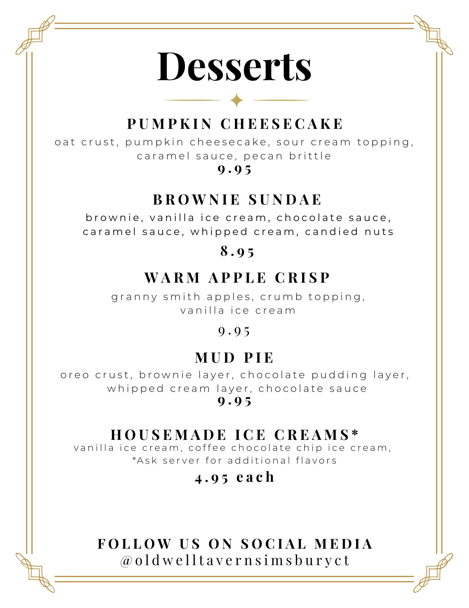 Specials menu featuring diverse American comfort food dishes