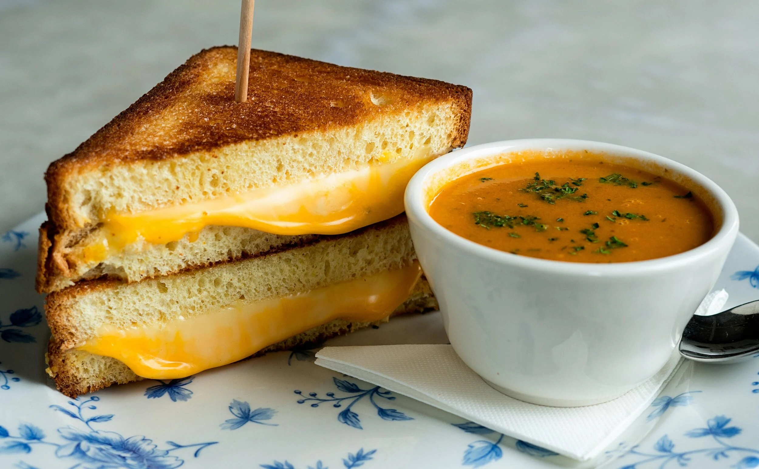 Grilled cheese sandwich with tomato soup