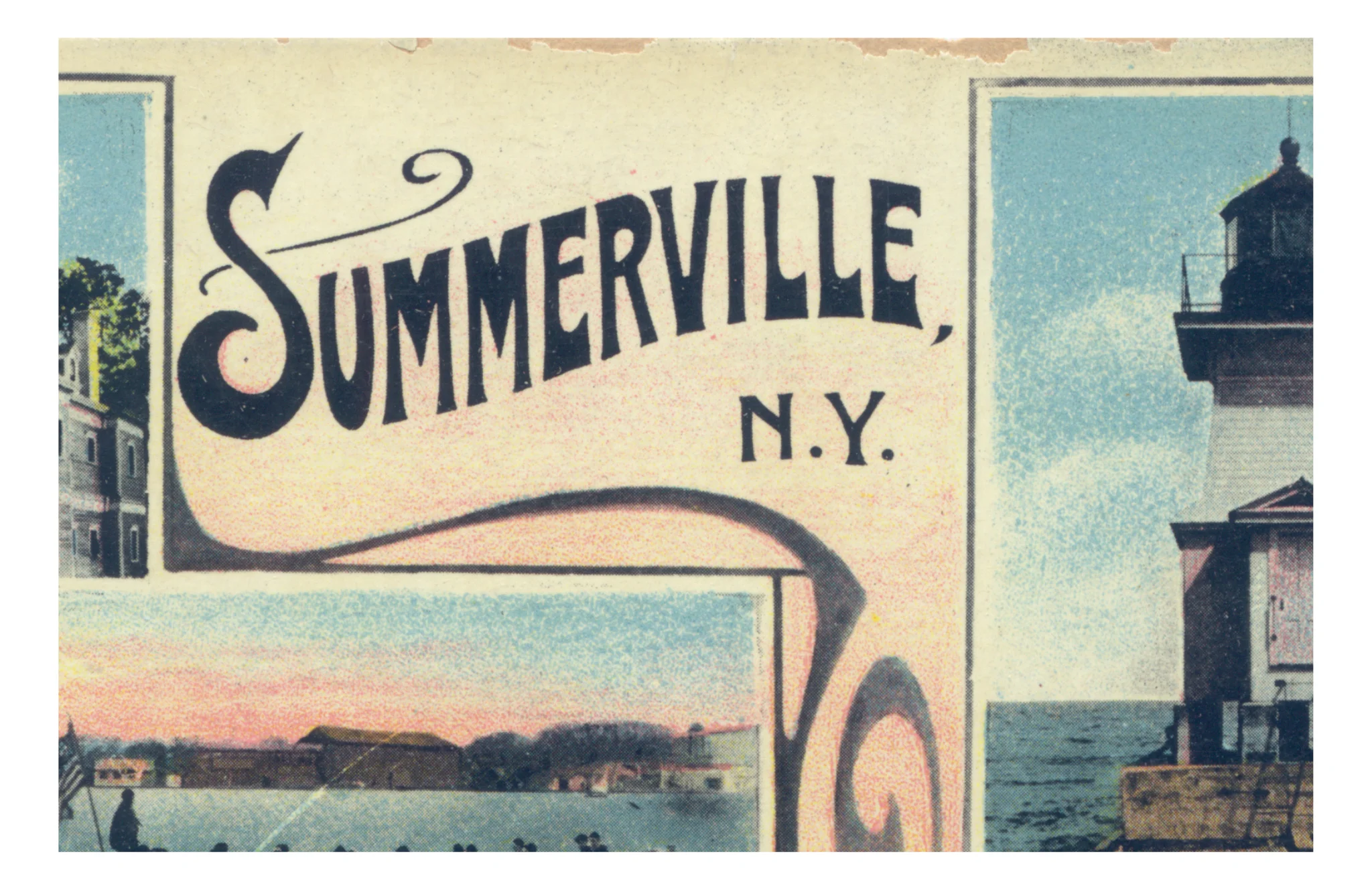 Vintage postcard of Summerville, New York with scenic views