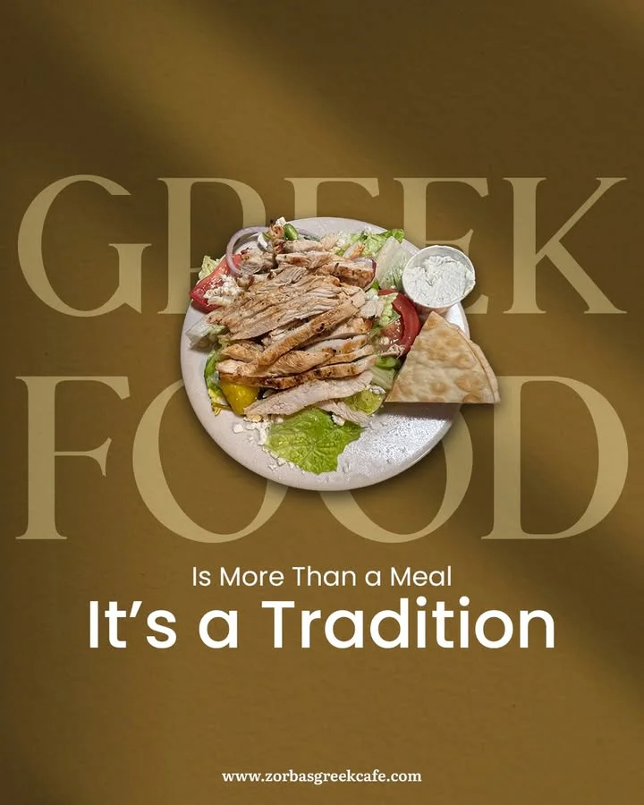 Greek chicken salad with pita and tzatziki