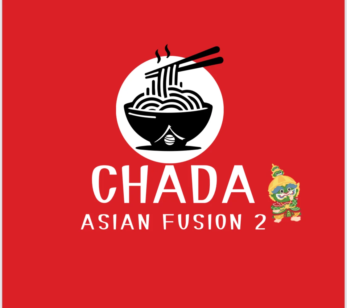 A logo featuring a bowl of noodles and chopsticks against a red background, with the text 'CHADA ASIAN FUSION 2'.