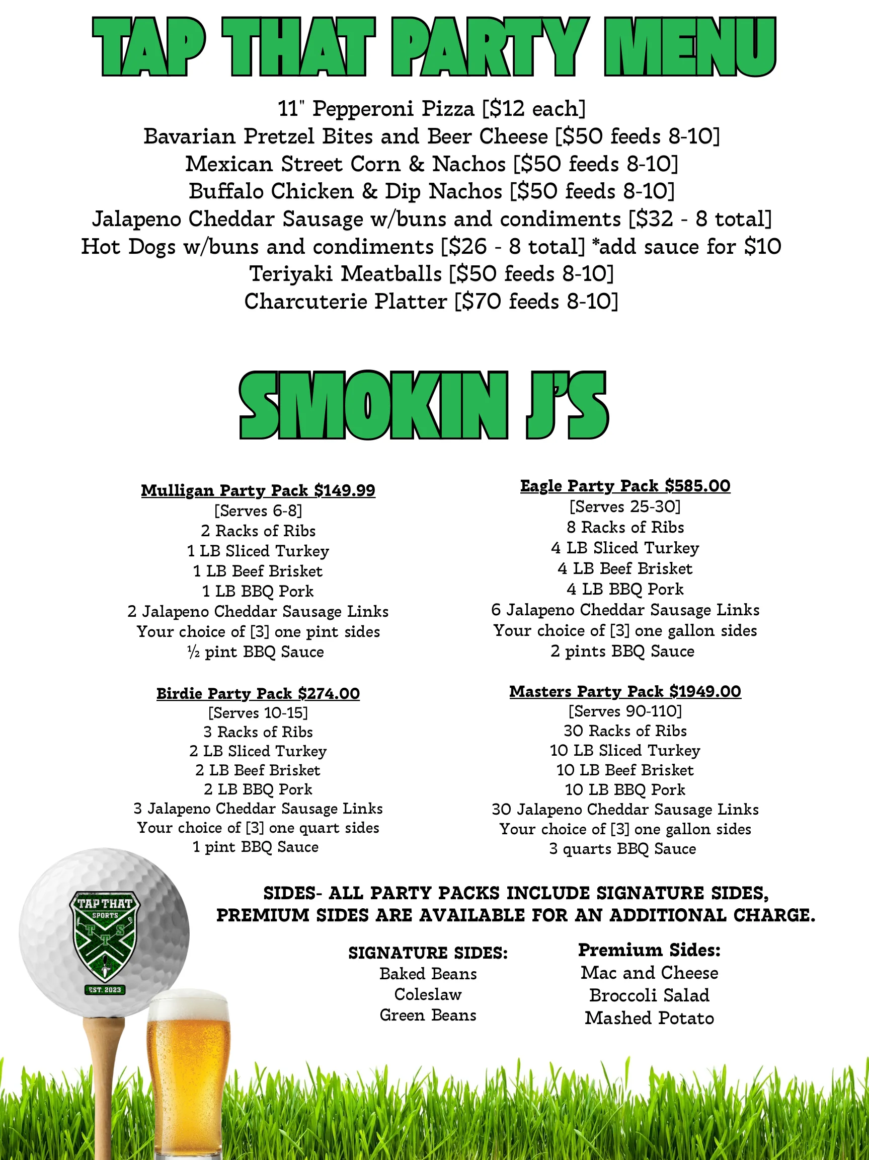 New restaurant menu featuring a variety of dishes and drinks.