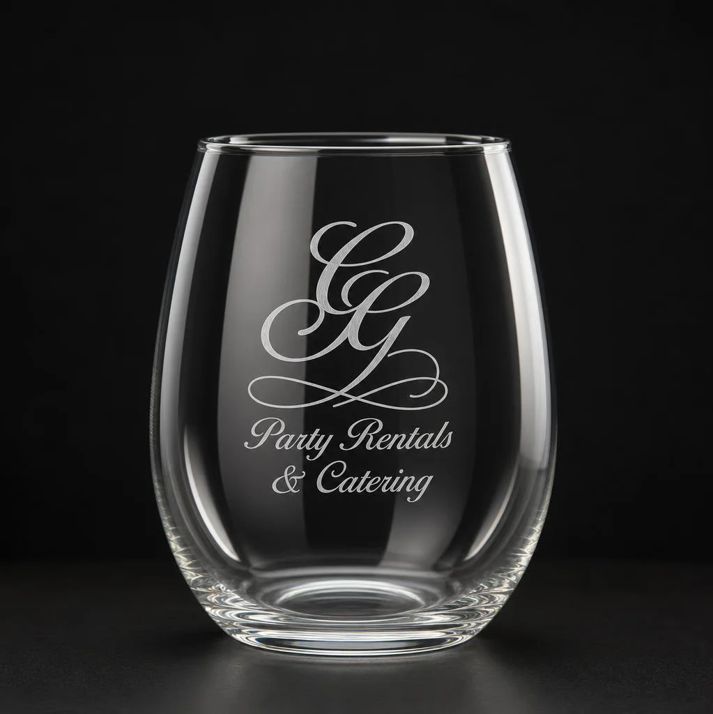 Engraved glass for party rentals and catering services