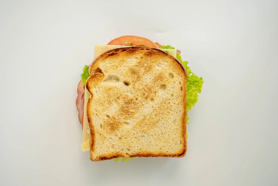 Classic toasted ham and cheese sandwich