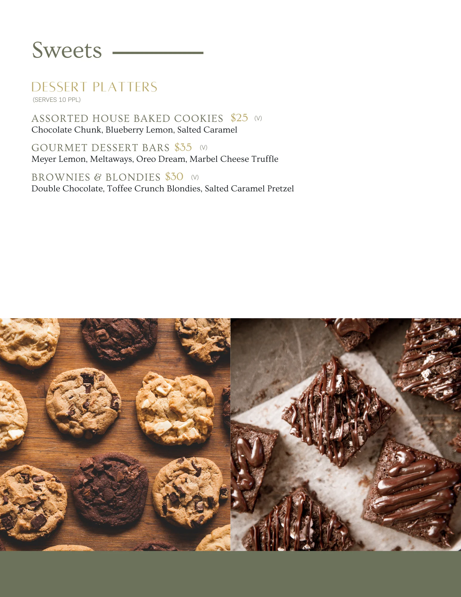Assorted house baked cookies and brownies on a wooden table