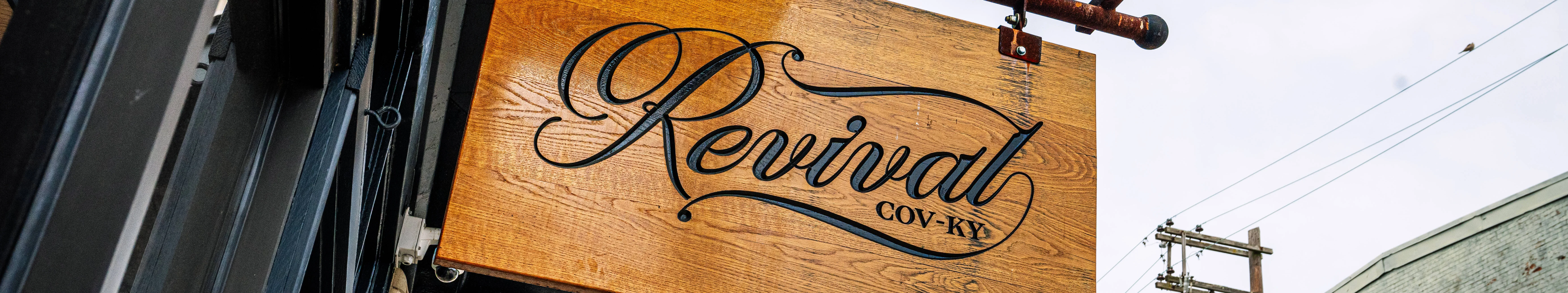 Signage for Revival restaurant in Covington, KY