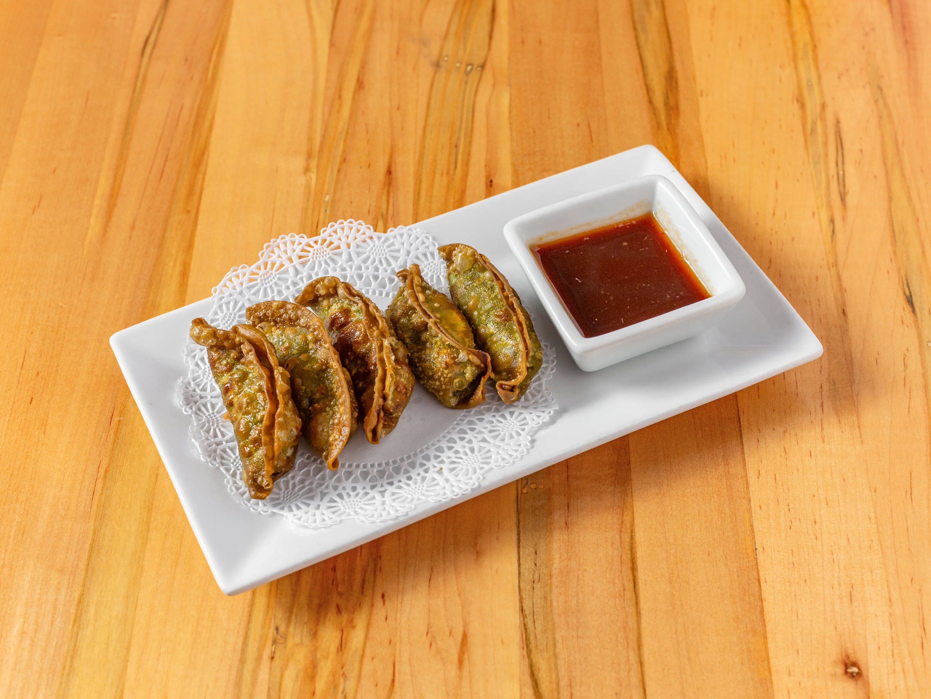 Crispy Korean dumplings with dipping sauce