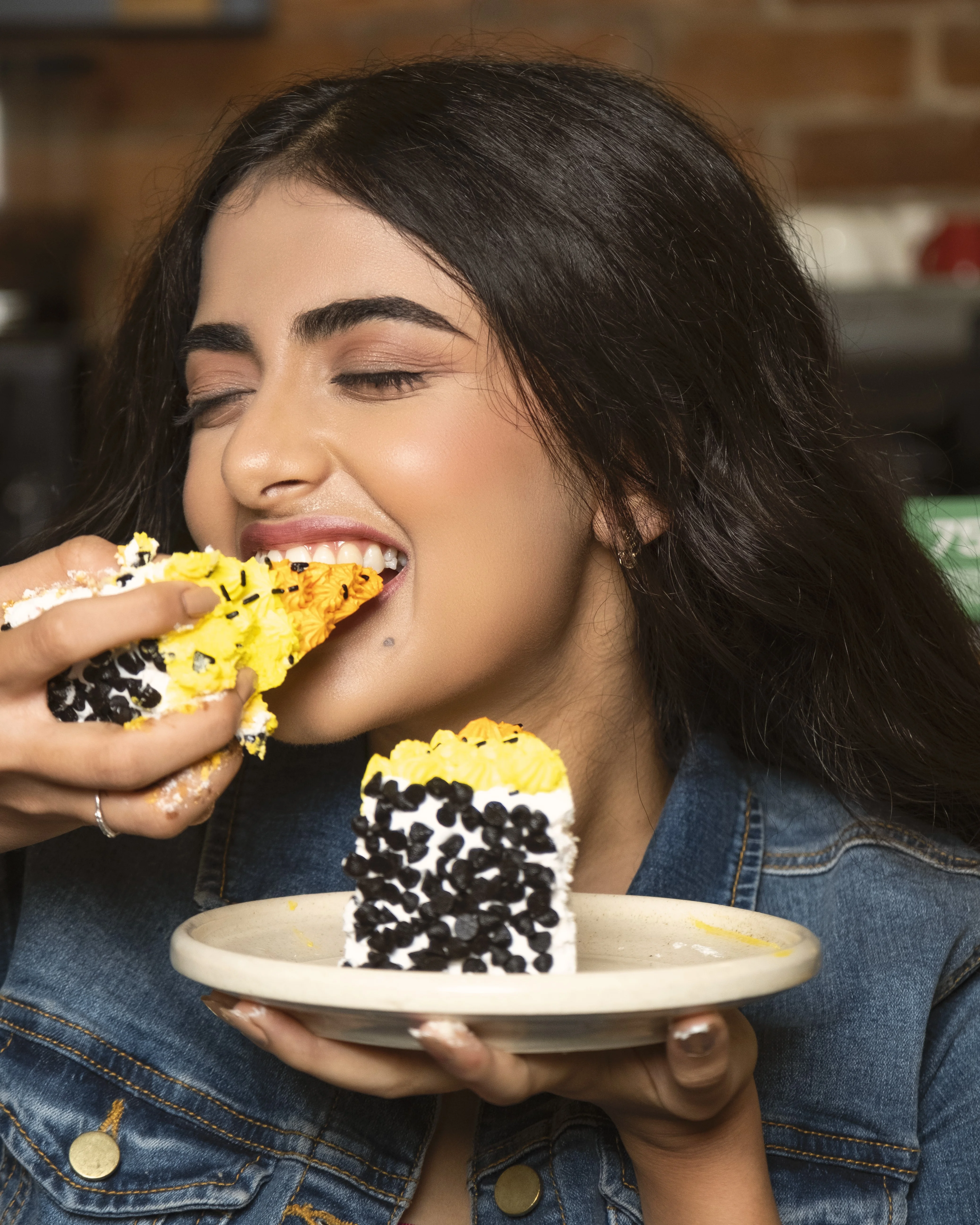 Delicious slice of Mexican tres leches cake being enjoyed