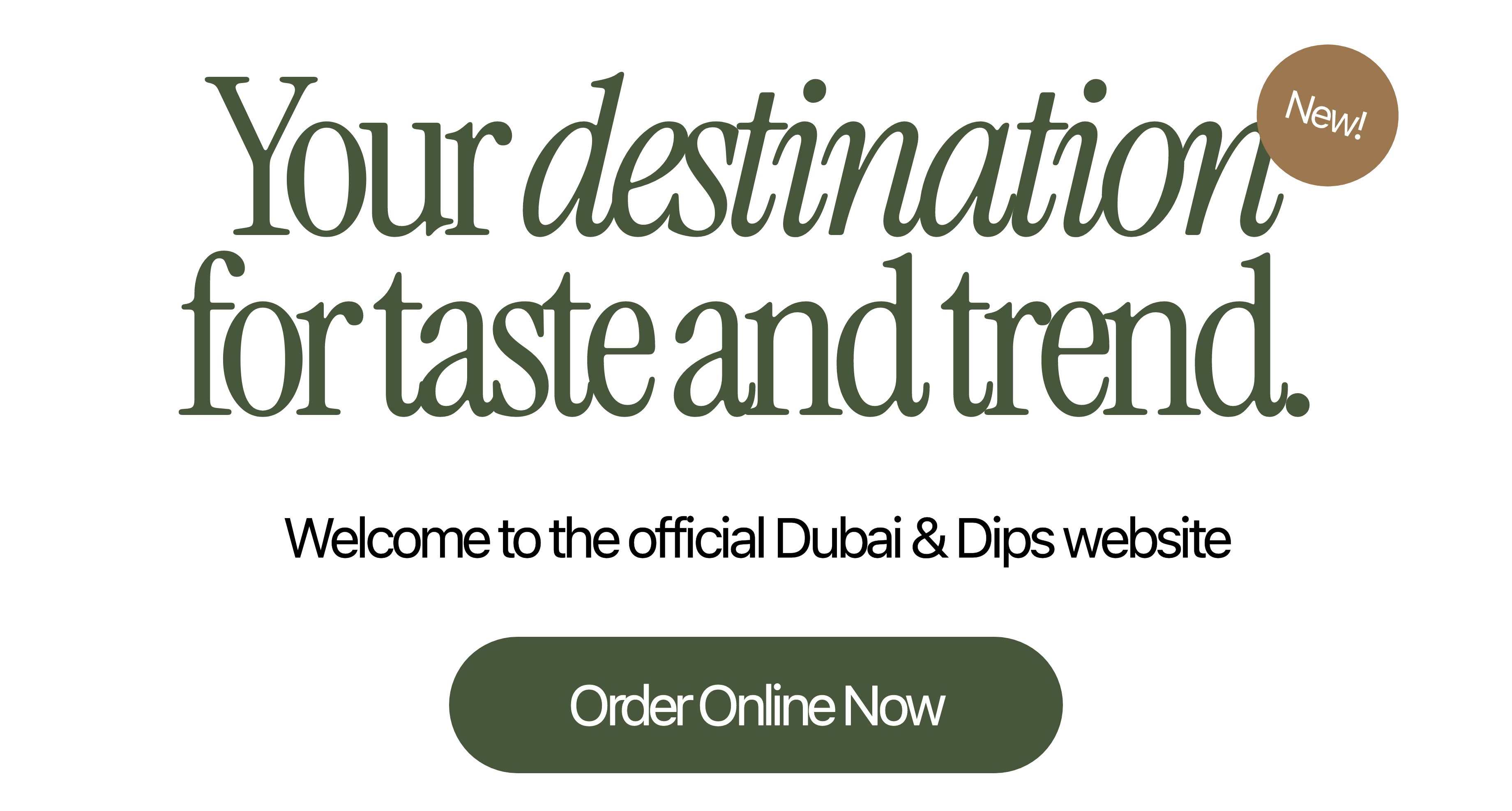 Restaurant website graphic with typography and online ordering call to action