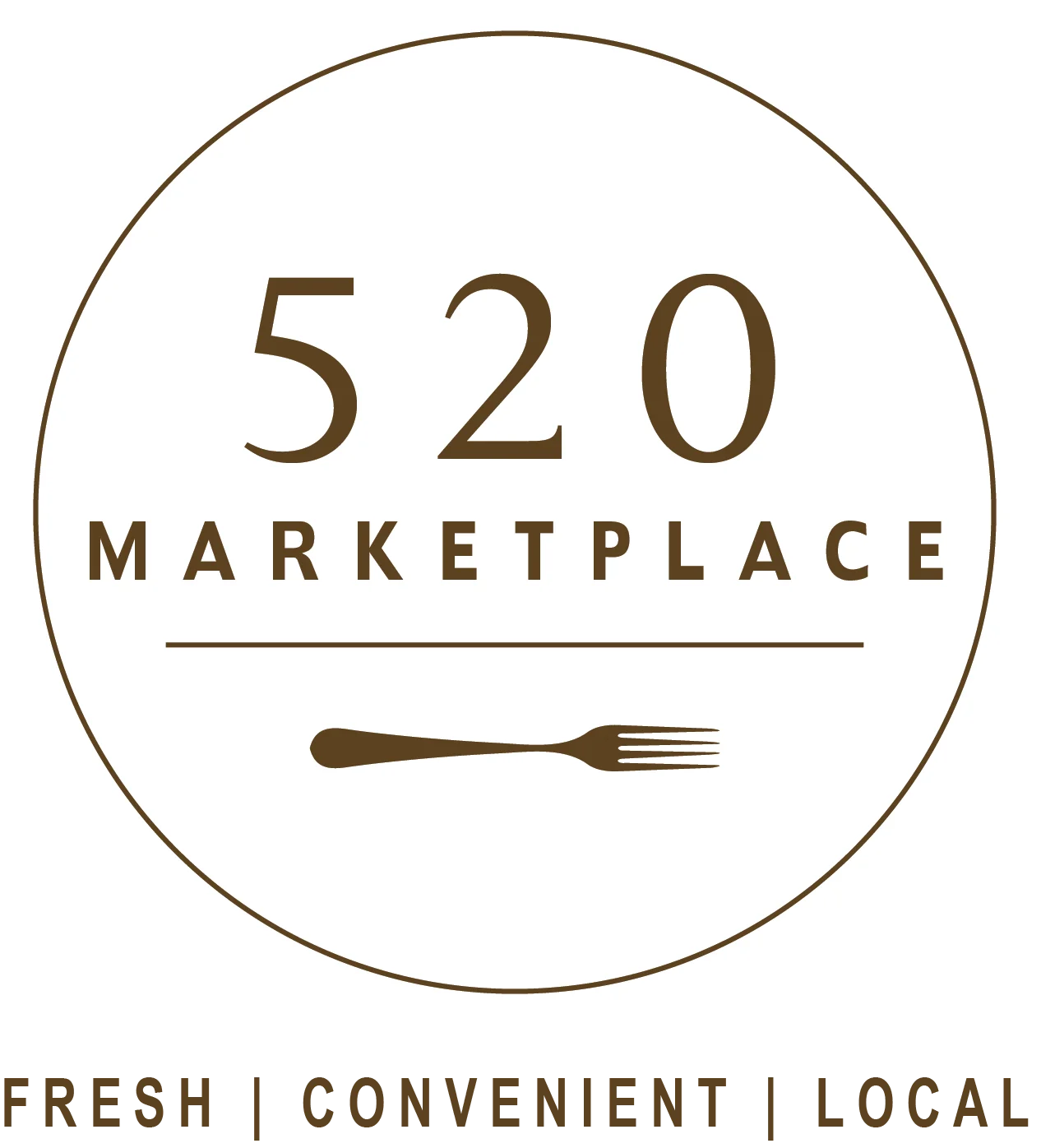 Logo of 520 Marketplace emphasizing fresh, convenient, and local offerings