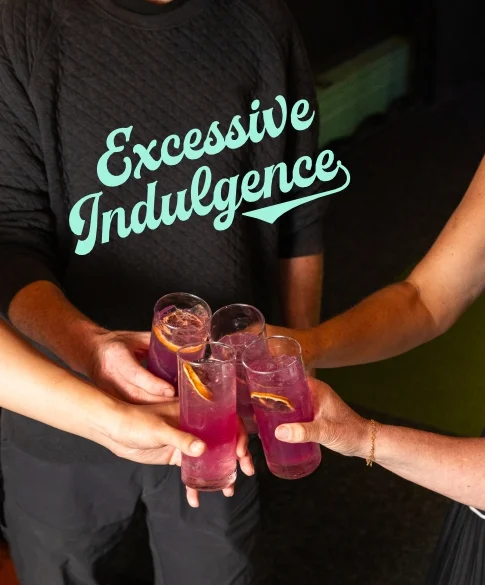 4 people holding cocktails
