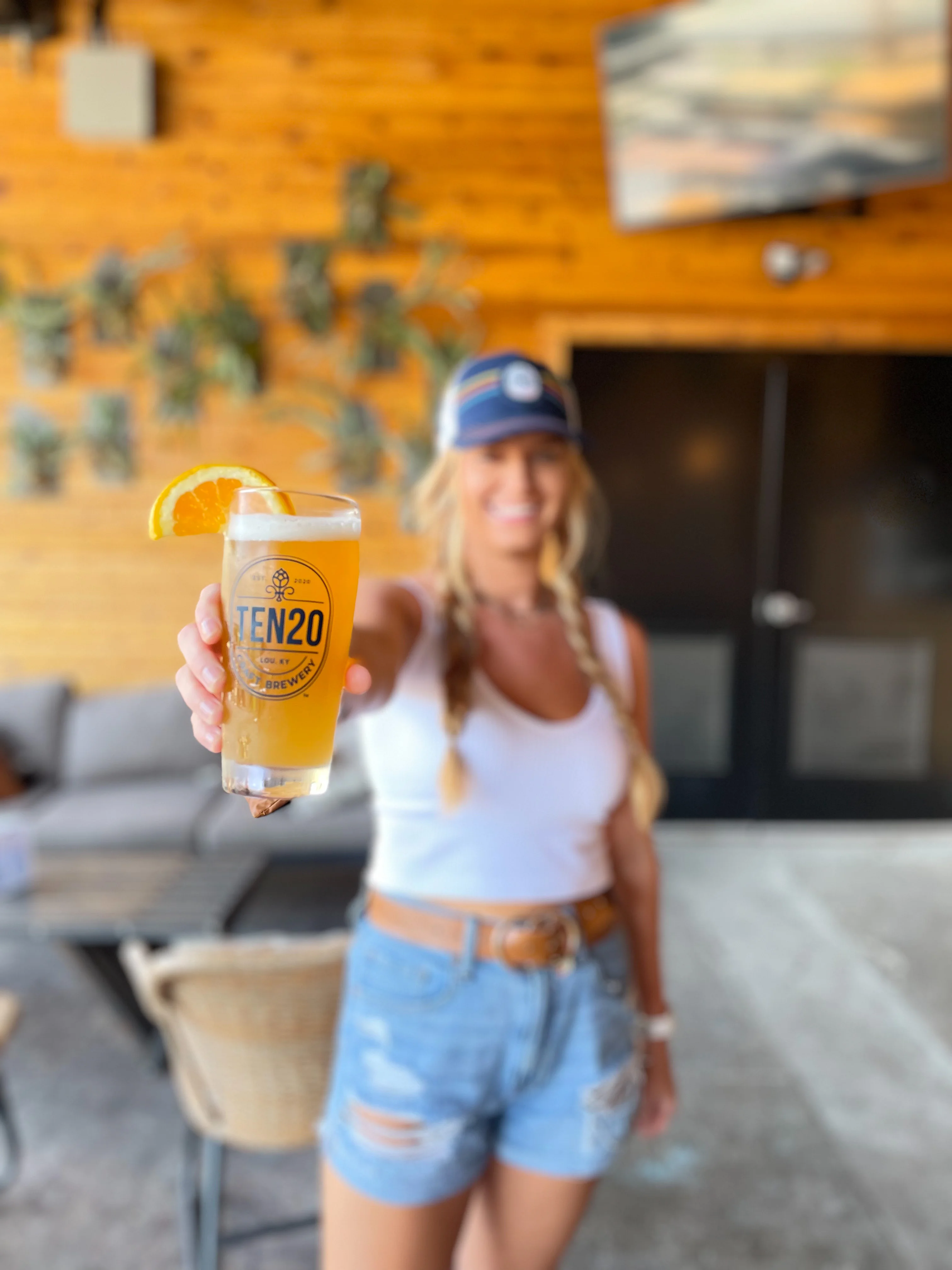 Refreshing craft beer served in a bar with wooden decor