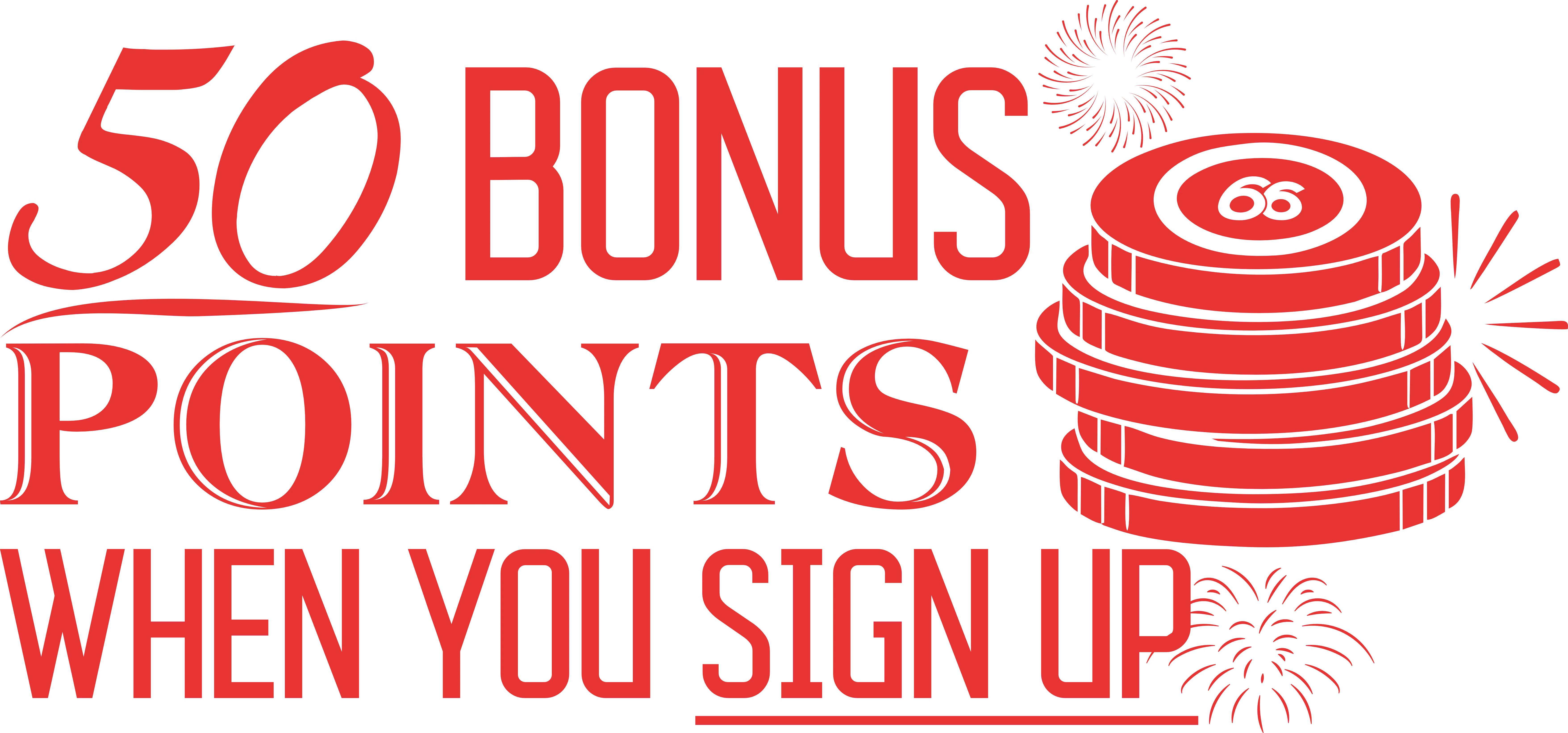 Promotional graphic for 50 bonus points on sign-up