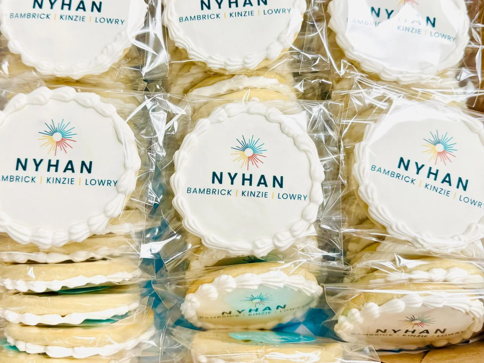 Custom logo cookies in clear packaging
