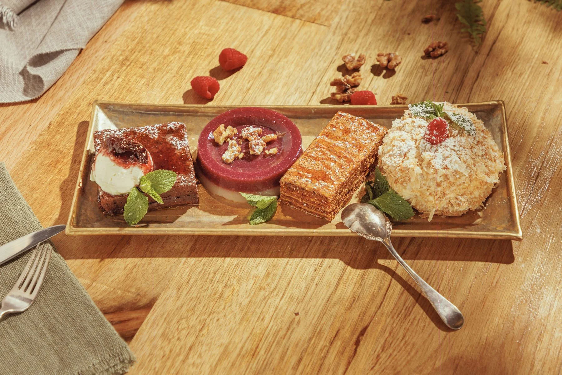 Georgian dessert platter with pelamushi
