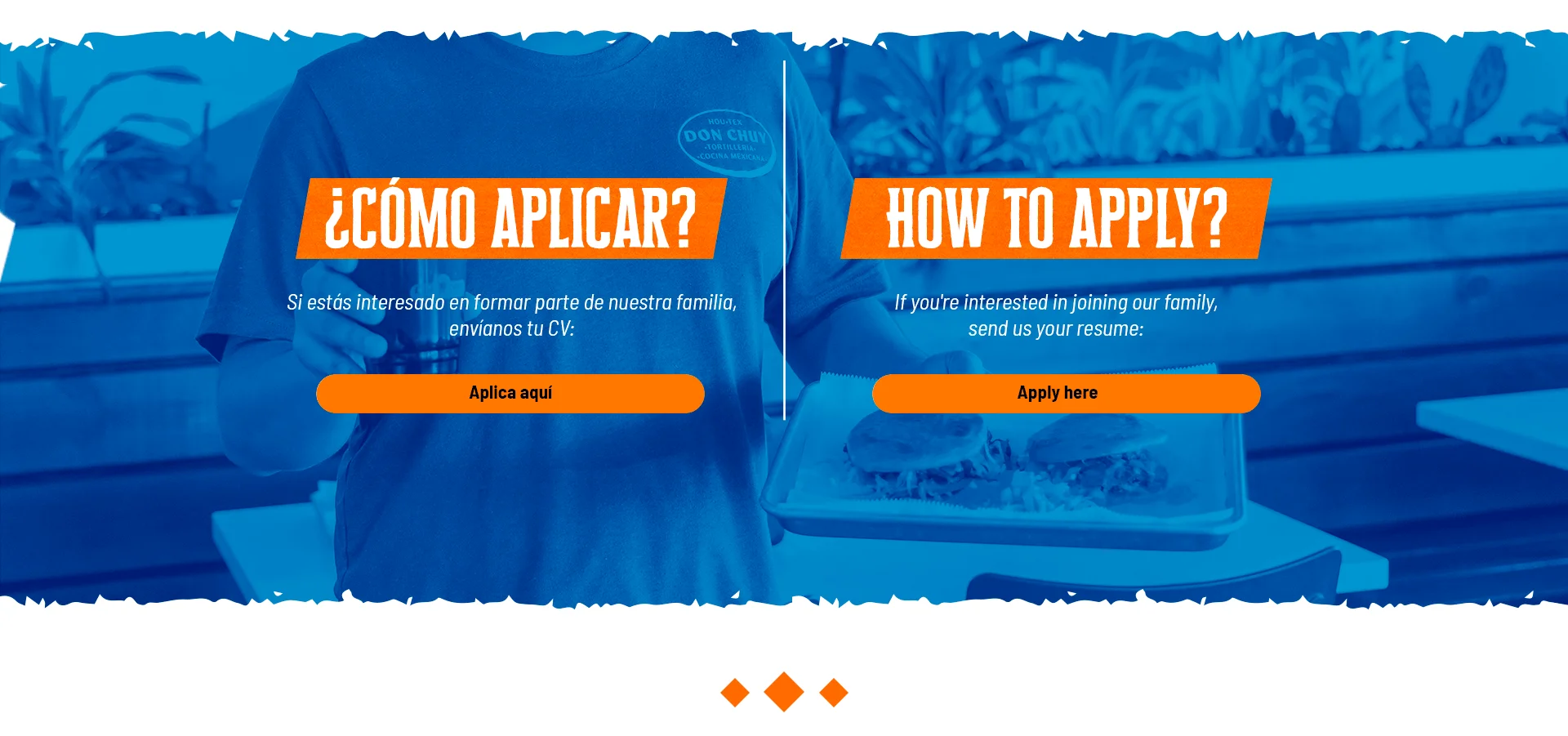 Restaurant job application information in English and Spanish