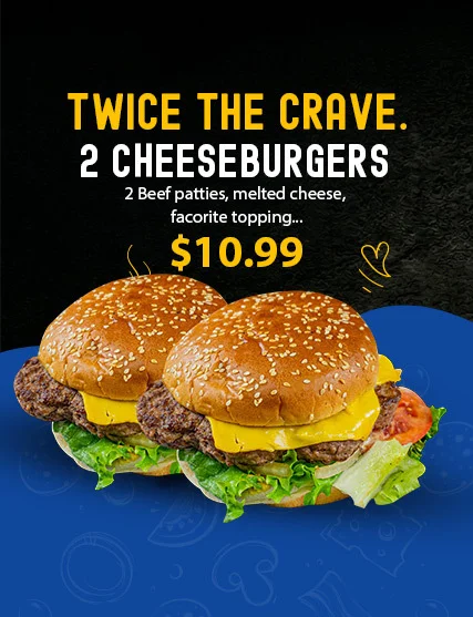 Two cheeseburgers with lettuce and cheese on a plate