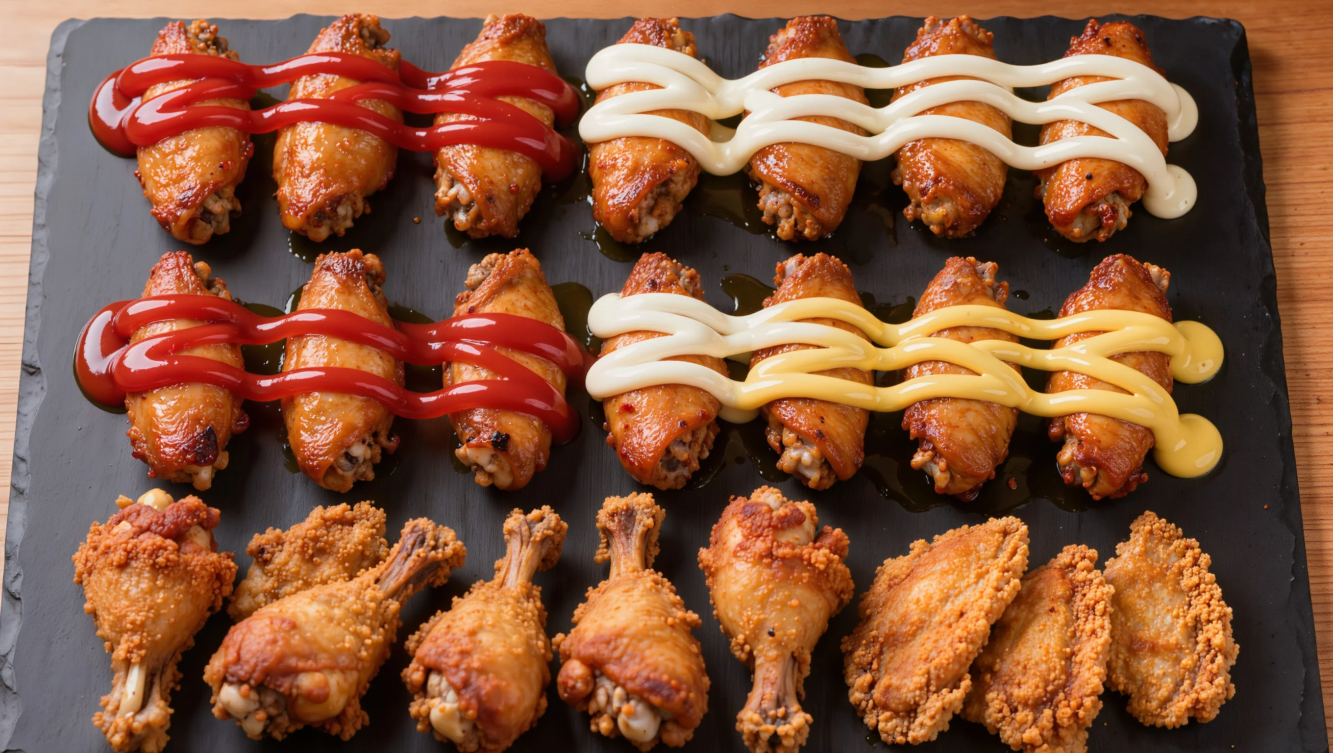 15 pieces of chicken wings served with a drink on a table.