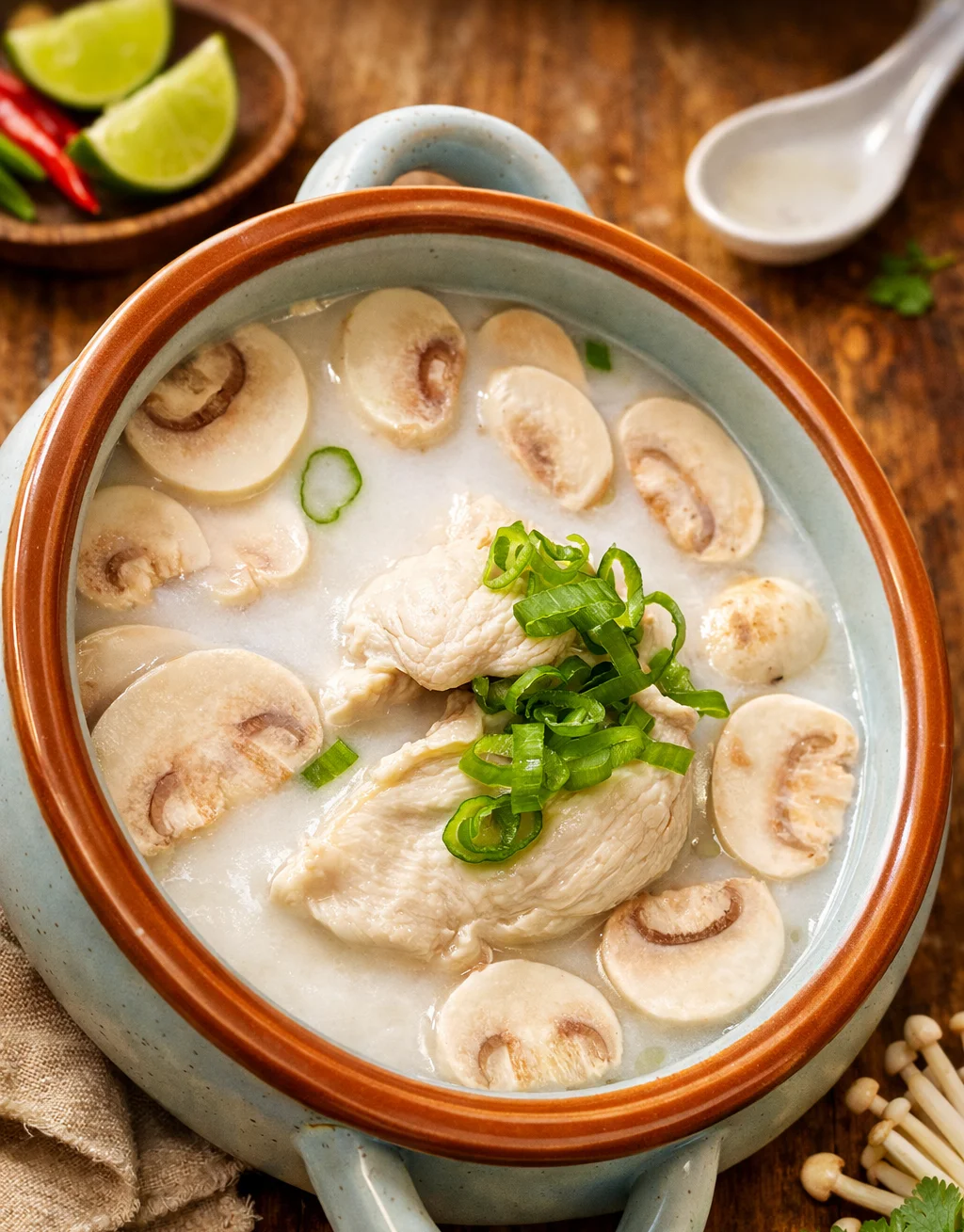 Creamy Thai chicken soup with mushrooms