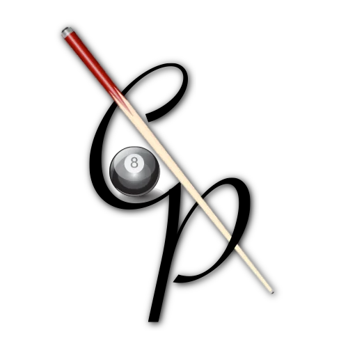 Billiard cue and eight ball on a table