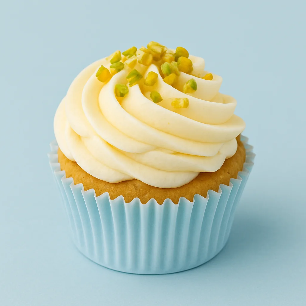 Delicious vanilla cupcake with buttercream frosting