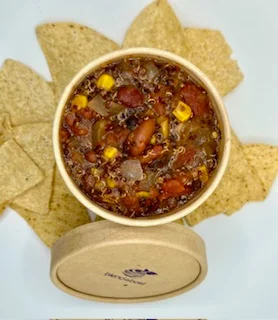 Vegan GF Quinoa Chili with chips