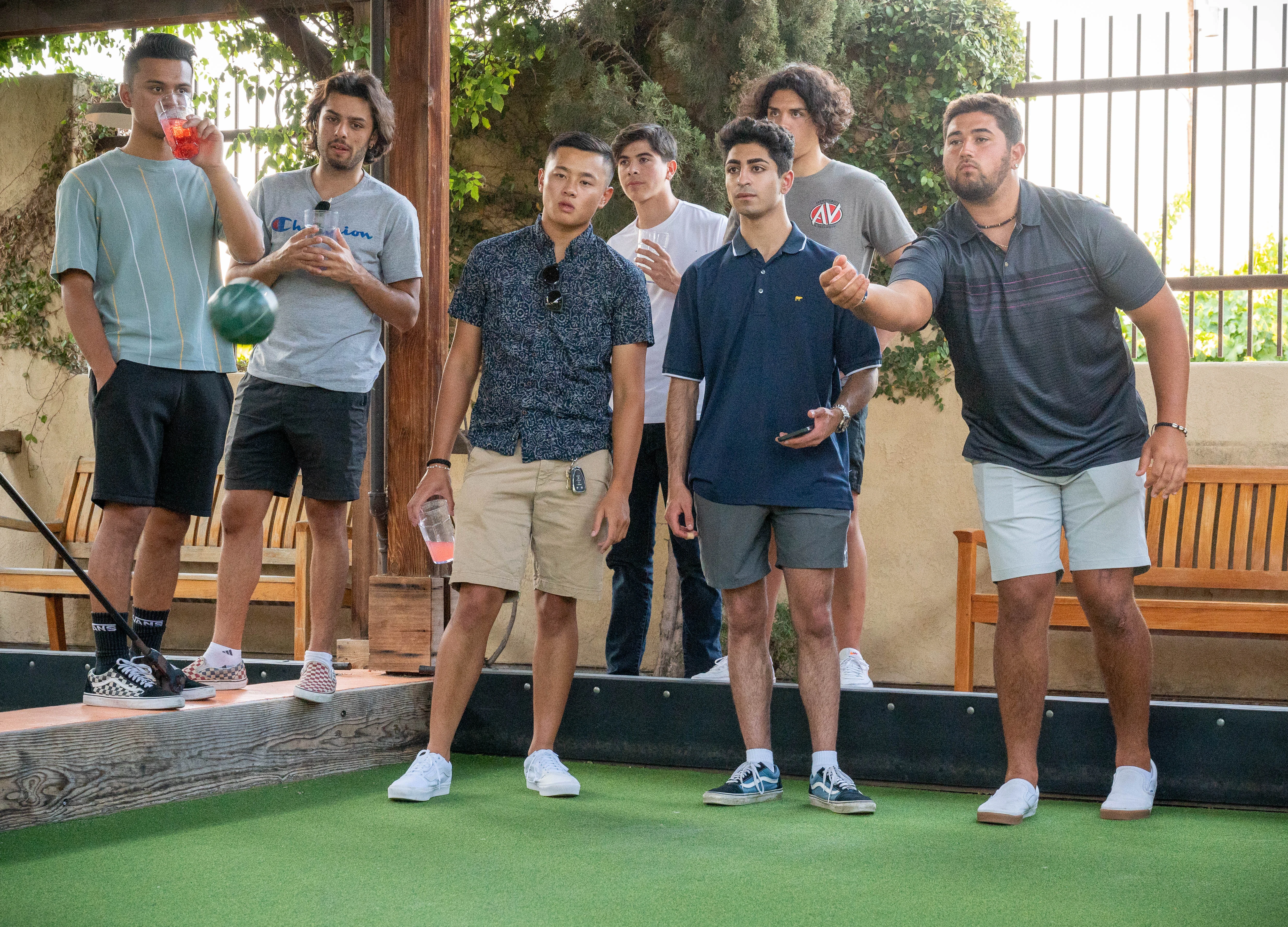 men playing bocce ball