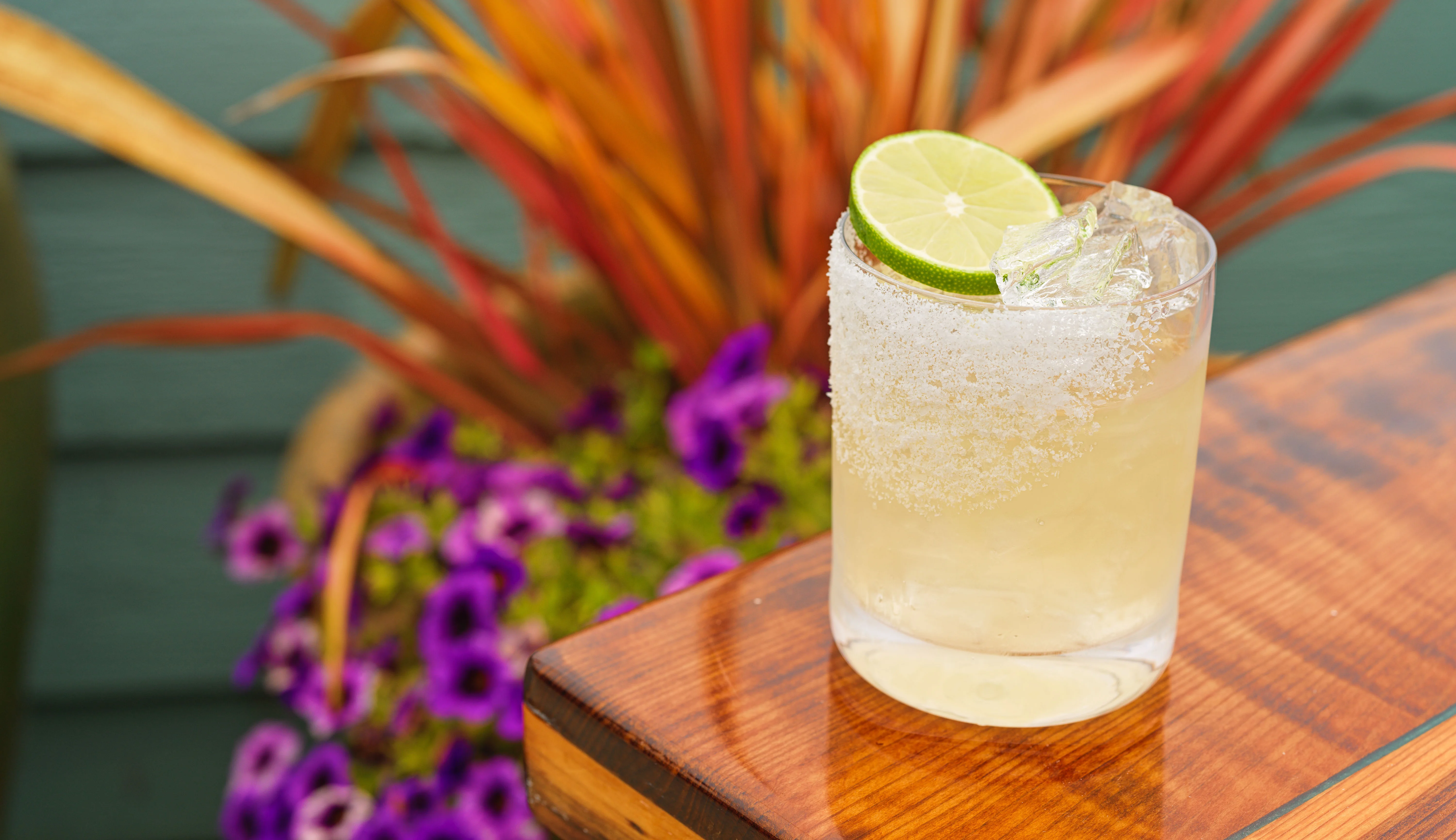 Refreshing margarita cocktail with lime garnish
