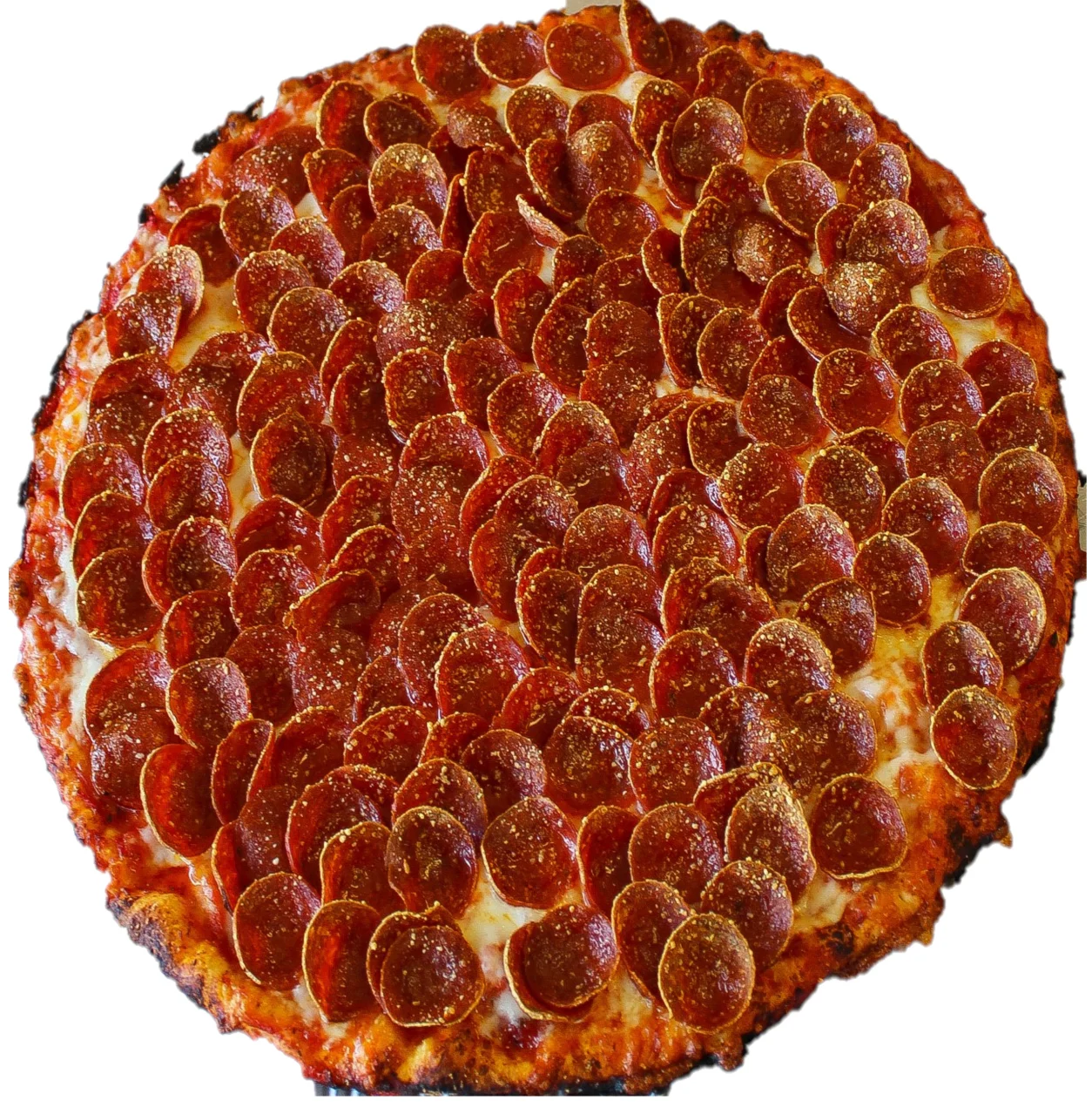 Pepperoni pizza with a crispy crust and abundant toppings