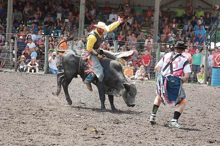 Bull rider competing at a rodeo event