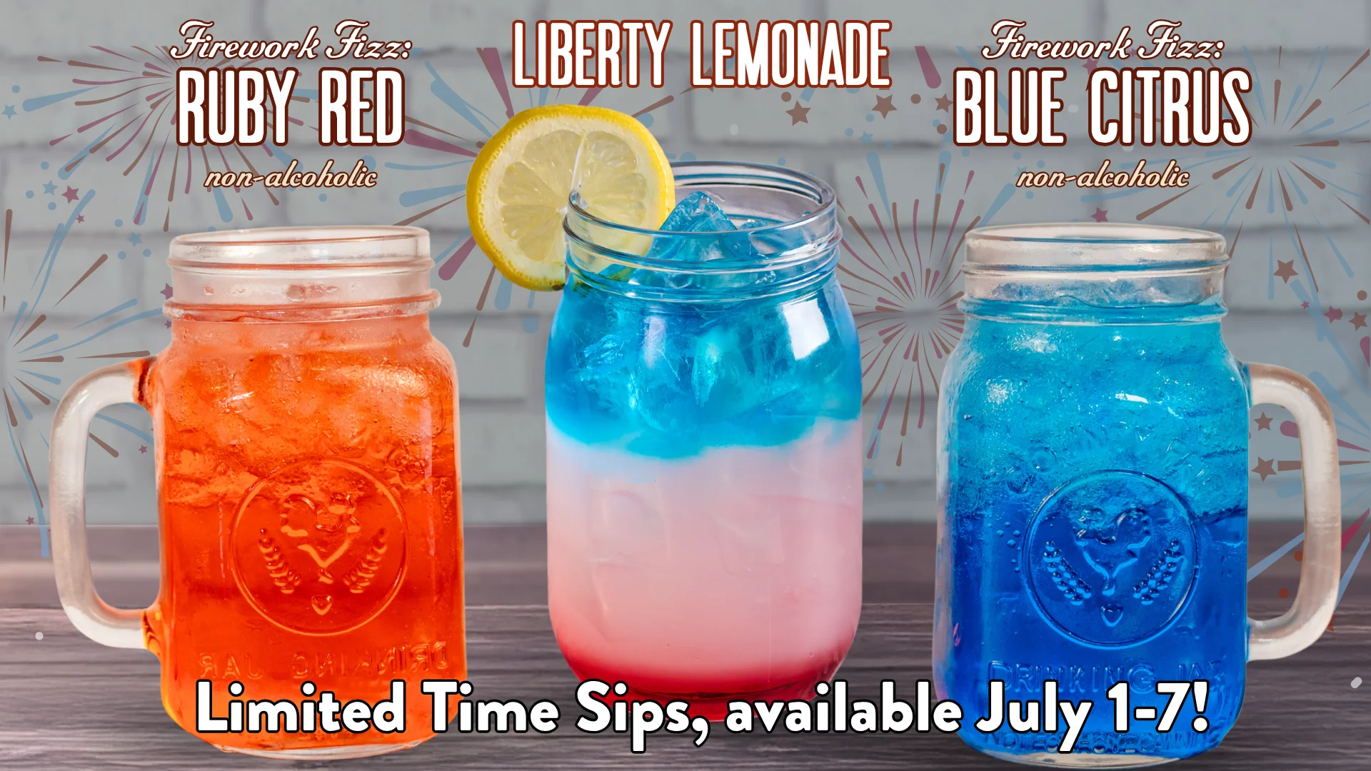 Colorful non-alcoholic drinks for summer celebration