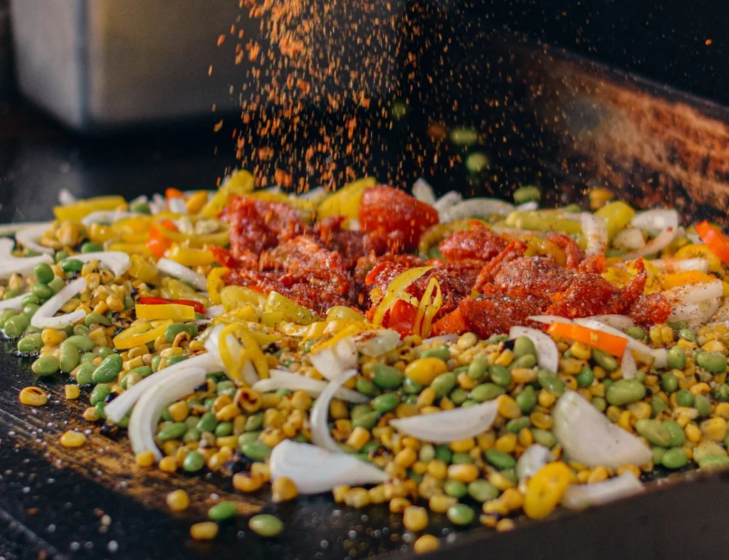 Sizzling Mexican fajitas with vibrant vegetables