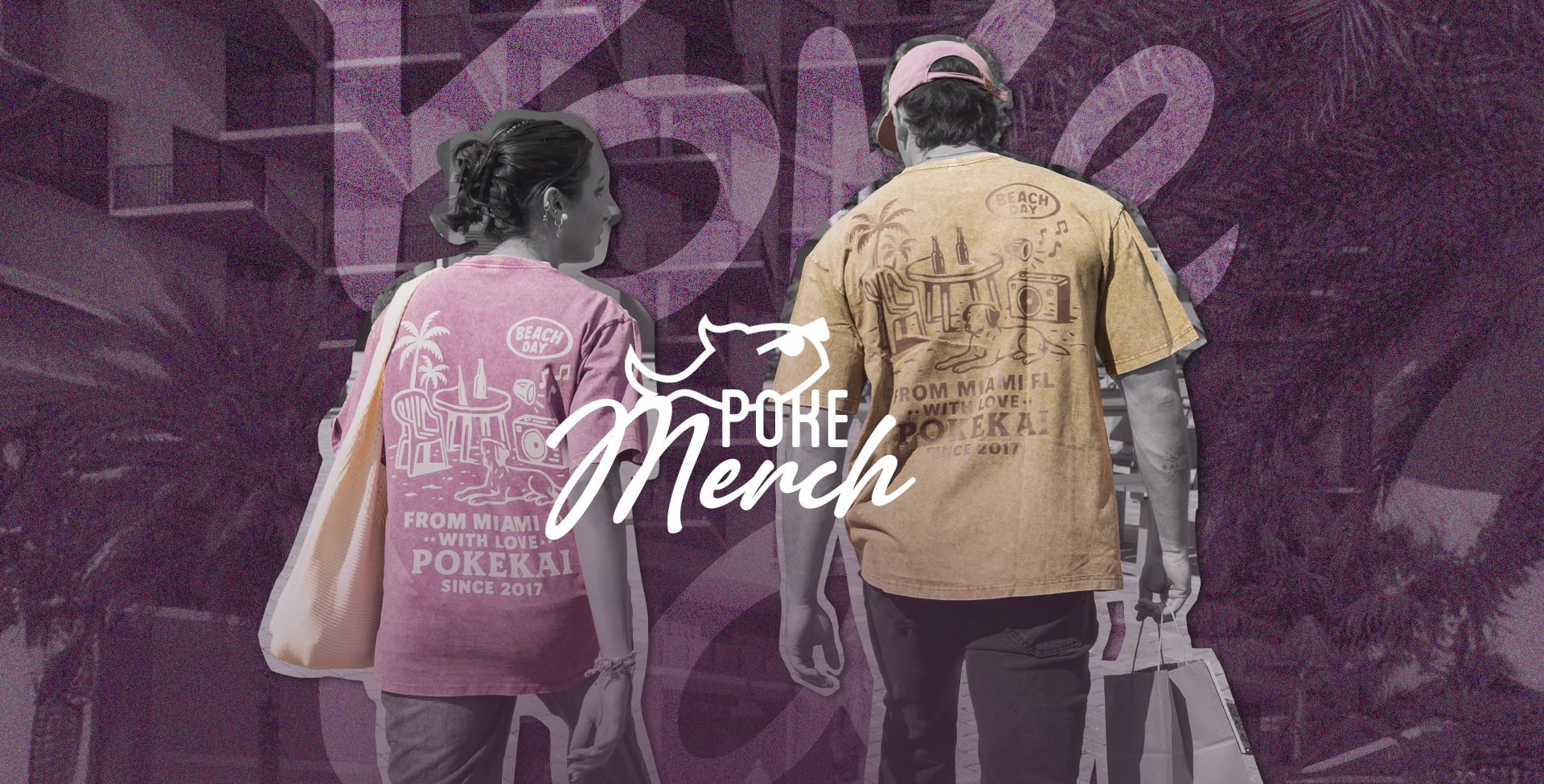 Couple wearing Poke merchandise in Miami