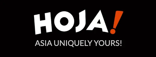 HOJA restaurant branding with bold typography on a black background