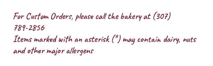Bakery custom order information and allergen notice