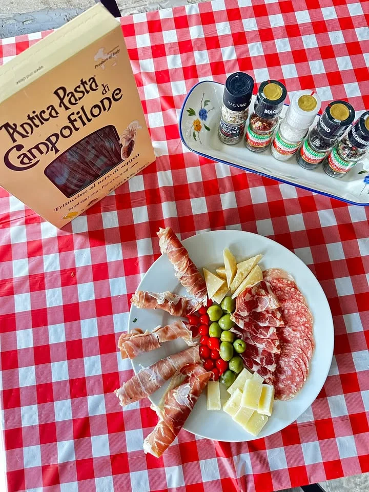 Italian antipasto platter with cured meats and cheeses