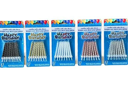 64 Gold Metallic Birthday Candles with 4 "Happy Birthday" Cake Signs