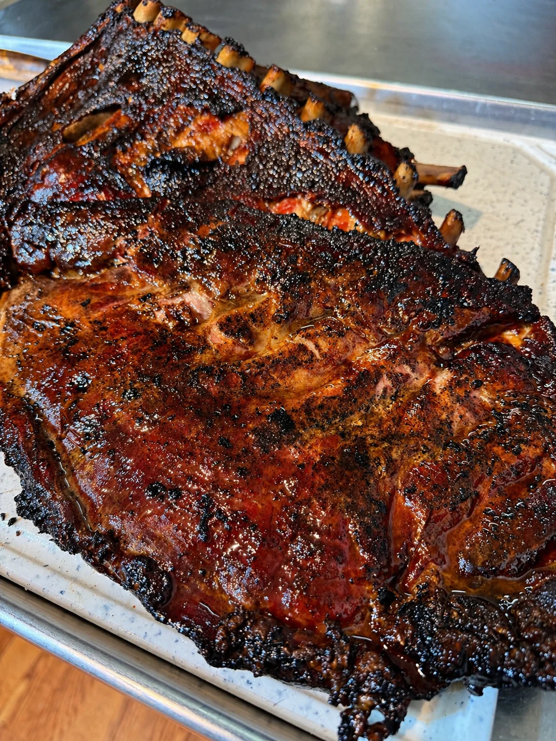 Smoked barbecue ribs with a rich glaze