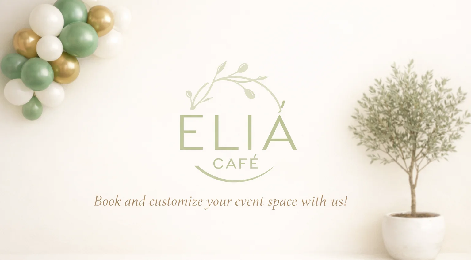 Event booking promotion for a restaurant with festive decorations.