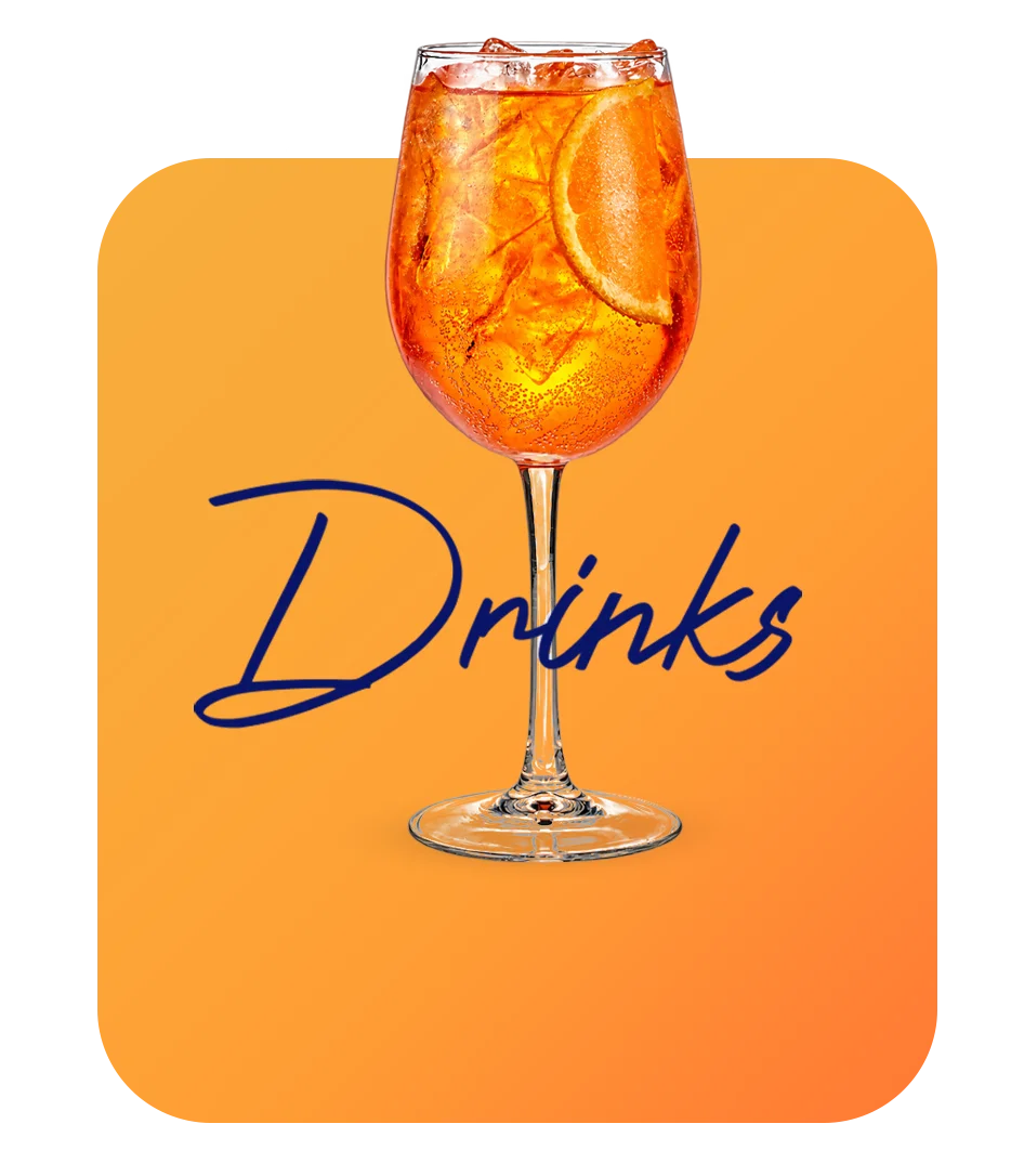 Refreshing cocktail in a glass with ice and orange slice