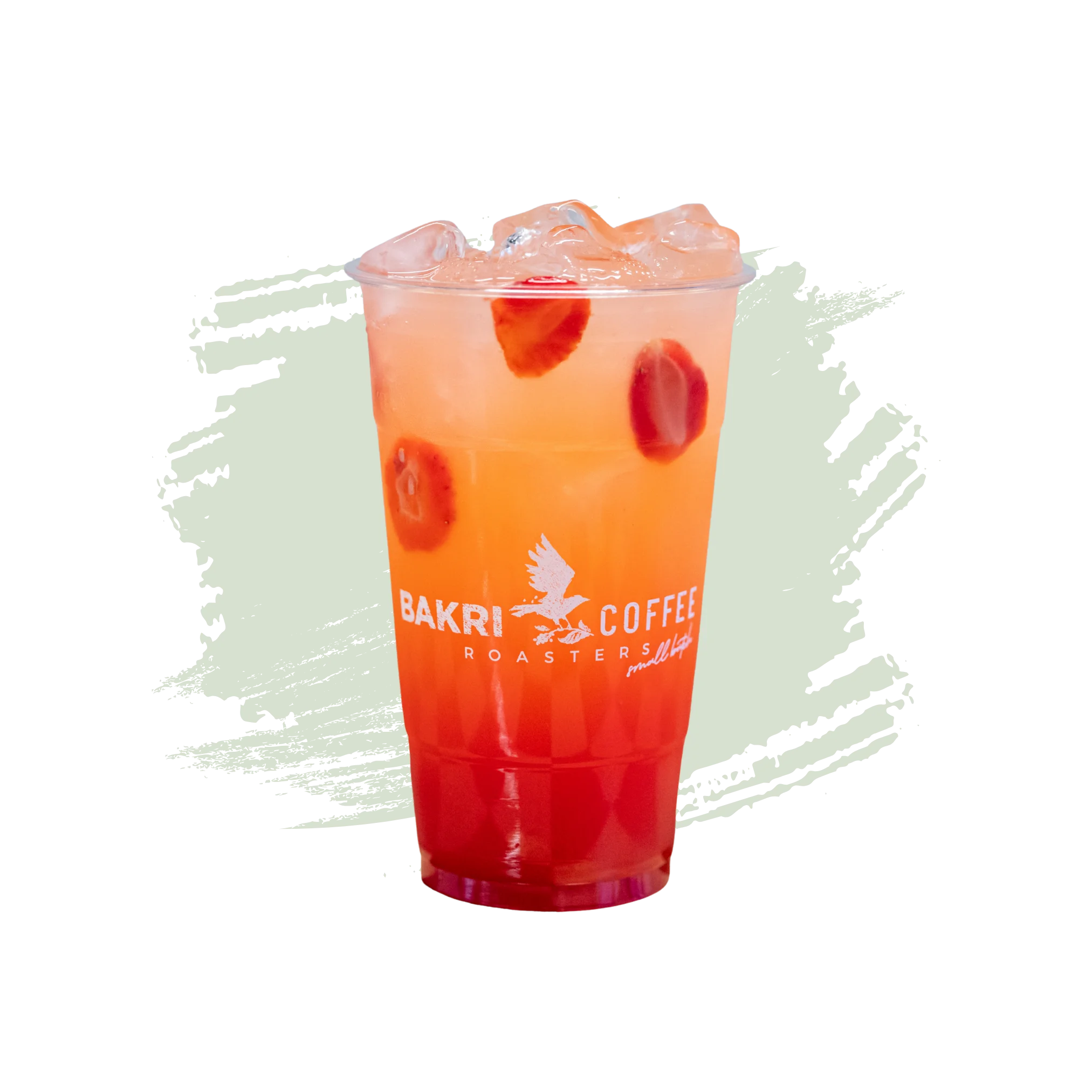 Colorful fruit cocktail in a clear glass with ice