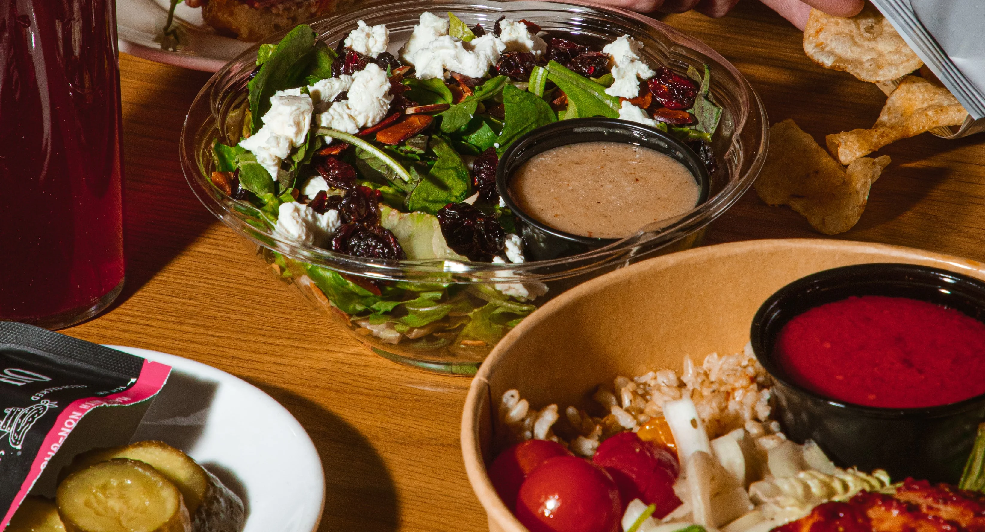 Fresh garden salad with goat cheese and vinaigrette dressing