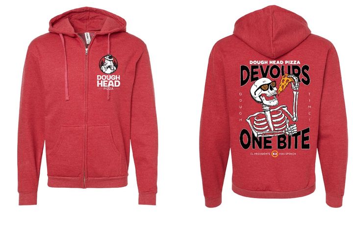 One Bite Zip Up Hoodie | Dough Head Pizza | South Philly Pizza