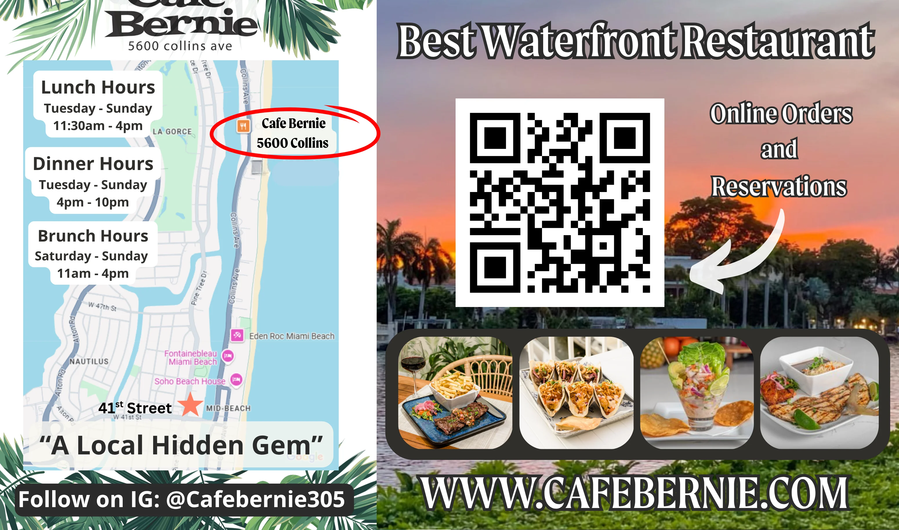 Vibrant waterfront restaurant with outdoor seating and sunset view