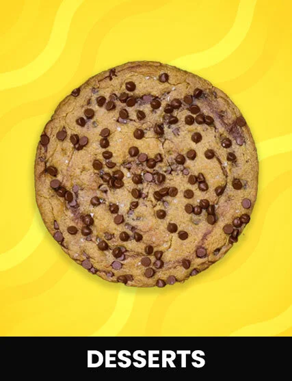 Chocolate chip cookie dessert on a vibrant background