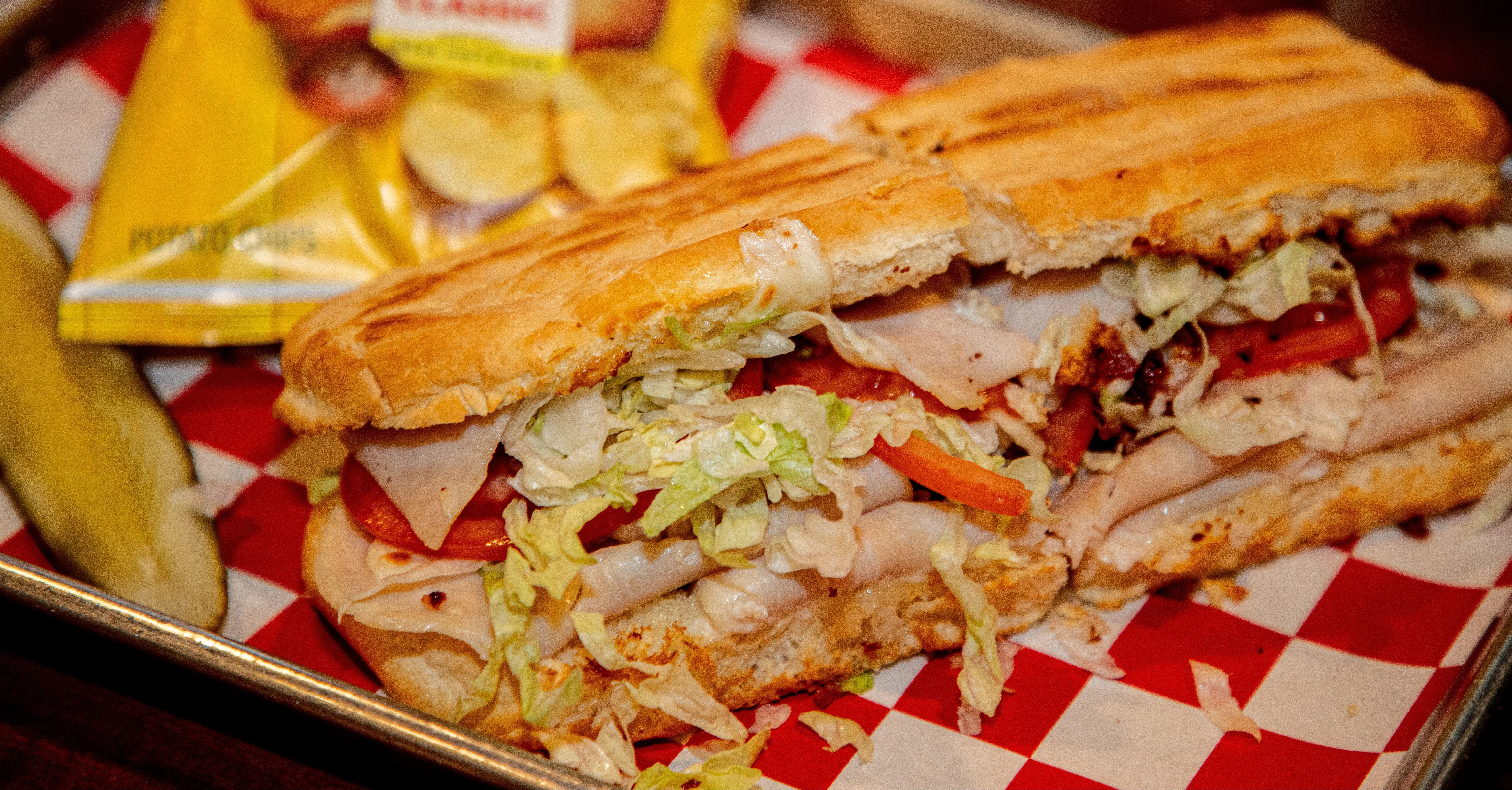 Classic deli turkey sub sandwich with fresh toppings