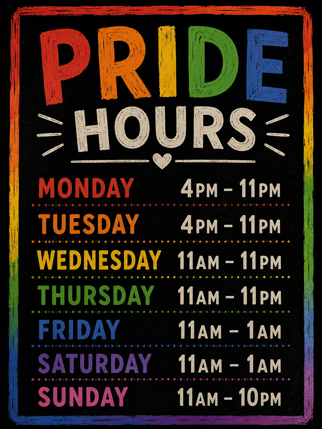 Spring hours for pizza restaurant with happy hour details